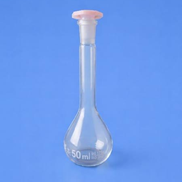 BALÃO VOLUMÉTRICO, 50ml, GRAD. COM ROLHA POLIETILENO - PERFECTA