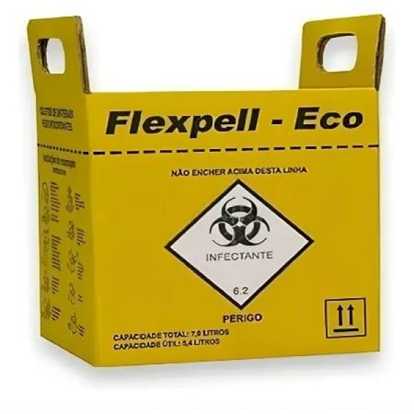 COLETOR PERFUROCORTANTE, 7 LITROS,  AMARELO - FLEXPELL