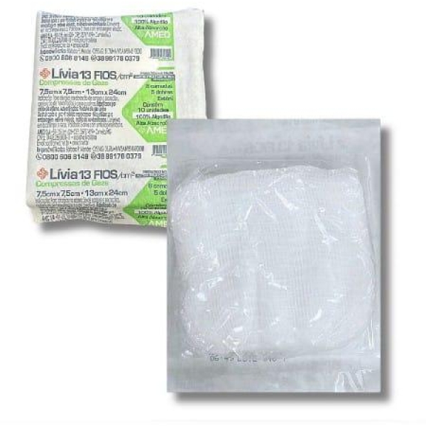 COMPRESSAS DE GAZE LÍVIA, 13 FIOS - AMED