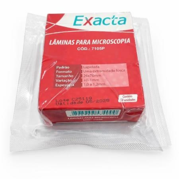 LÂMINA PARA MICROSCOPIA, FOSCA, LAPIDADA, 26X76mm, CAIXA COM 50 UNID...