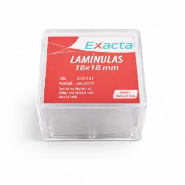 LAMÍNULAS 18X18mm, CAIXA COM 100 UNID - EXACTA