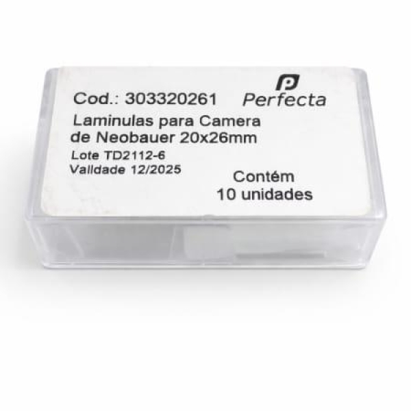 LAMÍNULA PARA CÂMARA DE NEUBAUER 20X26, CAIXA COM 10 -...