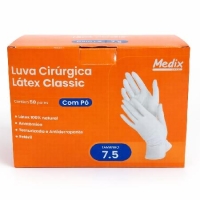 LUVA CIRÚRGICA, LÁTEX, COM PÓ, TAM. 7,5 - MEDIX