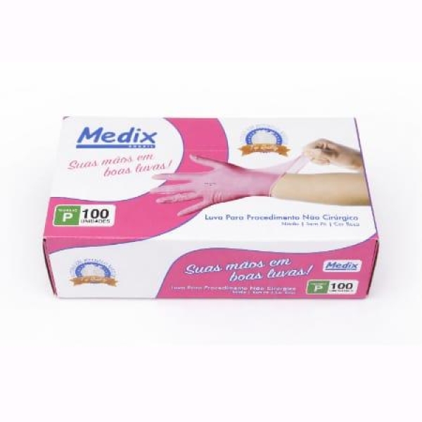 LUVA NITRILICA, SEM PÓ, ROSA, TAM. P, CAIXA COM 100...
