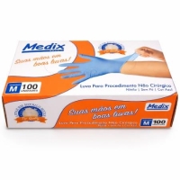 LUVA NITRILICA, TAM. M, SEM PÓ, AZUL, CAIXA  COM...