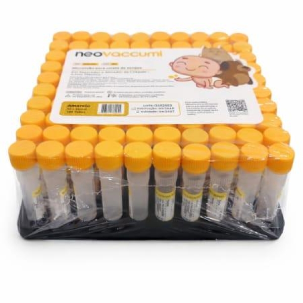 MICROTUBO PARA COLETA DE SANGUE , 0,5ml, TAMPA AMARELA, CAIXA...