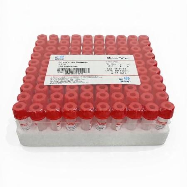 MICROTUBO TAMPA VERMELHA, COM ATIVADOR DE COÁGULO, 0.5ml, CAIXA COM...