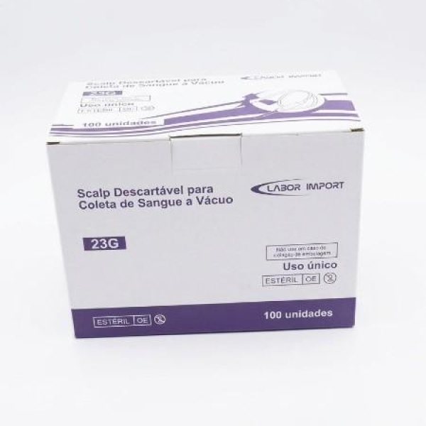 SCALP DESCARTÁVEL PARA COLETA DE SANGUE A VÁCUO, 23G, CAIXA...