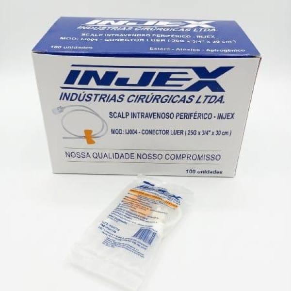 SCALP INTRAVENOSO PERIFÉRICO, 25G, CAIXA COM 100 UNID - INJEX