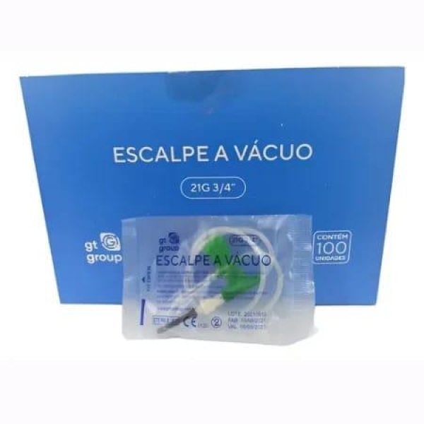 ESCALPE A VÁCUO, 21G (VERDE) CAIXA COM 100 UNID -...