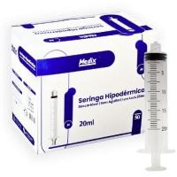 SERINGA HIPODÉRMICA, DESCARTÁVEL, SEM AGULHA, LUER LOCK, 20ML - MEDIX