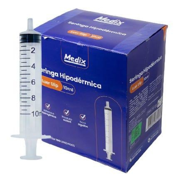 SERINGA HIPODÉRMICA, LUER SLIP, SEM AGULHA, 10ml - MEDIX