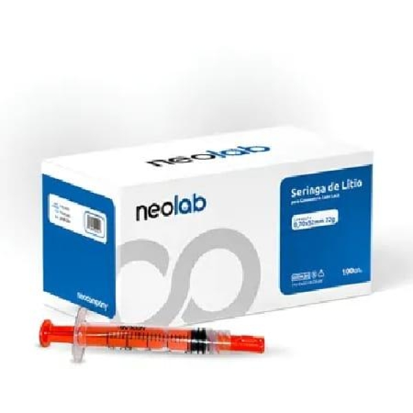 SERINGA PARA GASOMETRIA, C/HEPAR. LITICA 2,5 ML, CX/100 - NEOLAB