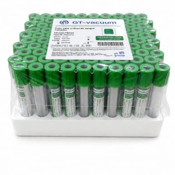 TUBO PARA COLETA DE SANGUE A VÁCUO, HEPARINA, PLÁSTICO, 4ml...