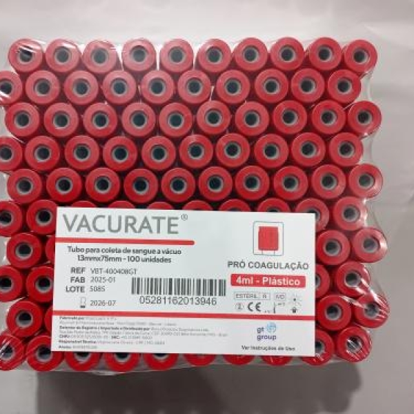 TUBO VACUO T. VERM C/ATIV. 4ML (PET) PCT/100  GT